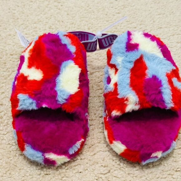 NWT UGG Fluff Yeah Pink Camopop Shearling Slippers Women’s Sz 6 - Picture 3 of 16